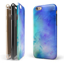 Teal 424 Absorbed Watercolor Texture iPhone 6/6s or 6/6s Plus 2-Piece Hybrid INK-Fuzed Case