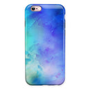 Teal 424 Absorbed Watercolor Texture iPhone 6/6s or 6/6s Plus 2-Piece Hybrid INK-Fuzed Case