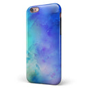 Teal 424 Absorbed Watercolor Texture iPhone 6/6s or 6/6s Plus 2-Piece Hybrid INK-Fuzed Case