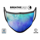 Teal 424 Absorbed Watercolor Texture - Made in USA Mouth Cover Unisex Anti-Dust Cotton Blend Reusable & Washable Face Mask with Adjustable Sizing for Adult or Child