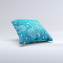 Teal Abstract Raining Yarn Clouds ink-Fuzed Decorative Throw Pillow