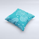 Teal Abstract Raining Yarn Clouds ink-Fuzed Decorative Throw Pillow