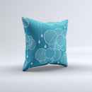 Teal Abstract Raining Yarn Clouds ink-Fuzed Decorative Throw Pillow