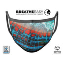 Teal Blue Red Dragon Vein Agate V2 - Made in USA Mouth Cover Unisex Anti-Dust Cotton Blend Reusable & Washable Face Mask with Adjustable Sizing for Adult or Child