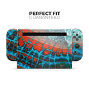Teal Blue Red Dragon Vein Agate V2 // Skin Decal Wrap Kit for Nintendo Switch Console & Dock, Joy-Cons, Pro Controller, Lite, 3DS XL, 2DS XL, DSi, or Wii - Vinyl Skin Wrap for Nintendo Switch 2, OLED, Lite, Pro Controller, Wii & Classic Handhelds