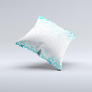 Teal Blue & White Swirl Pattern Ink-Fuzed Decorative Throw Pillow