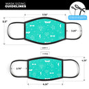 Teal Doodles with Lightning - Made in USA Mouth Cover Unisex Anti-Dust Cotton Blend Reusable & Washable Face Mask with Adjustable Sizing for Adult or Child