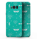 Teal Doodles with Lightning - Samsung Galaxy S8 Full-Body Skin Kit