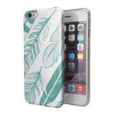 Teal Feather Pattern iPhone 6/6s or 6/6s Plus 2-Piece Hybrid INK-Fuzed Case