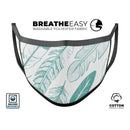 Teal Feather Pattern - Made in USA Mouth Cover Unisex Anti-Dust Cotton Blend Reusable & Washable Face Mask with Adjustable Sizing for Adult or Child