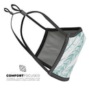 Teal Feather Pattern - Made in USA Mouth Cover Unisex Anti-Dust Cotton Blend Reusable & Washable Face Mask with Adjustable Sizing for Adult or Child