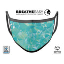 Teal Geometric V13 - Made in USA Mouth Cover Unisex Anti-Dust Cotton Blend Reusable & Washable Face Mask with Adjustable Sizing for Adult or Child