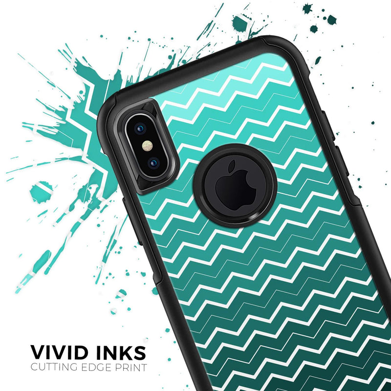 Teal Gradient Layered Chevron - Skin Kit for the iPhone OtterBox Cases