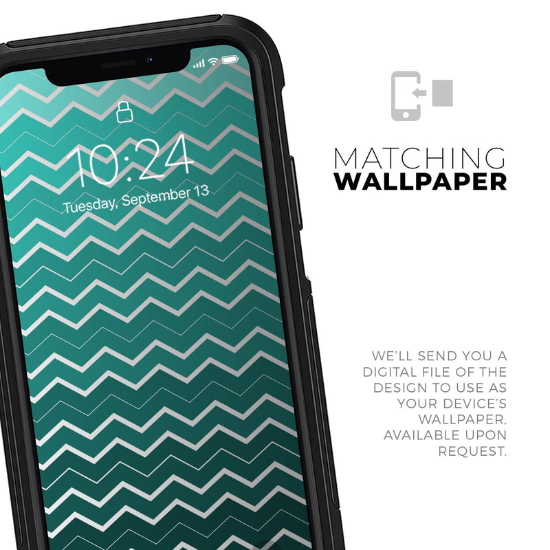 Teal Gradient Layered Chevron - Skin Kit for the iPhone OtterBox Cases