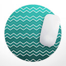 Teal Gradient Layered Chevron// WaterProof Rubber Foam Backed Anti-Slip Mouse Pad for Home Work Office or Gaming Computer Desk