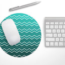Teal Gradient Layered Chevron// WaterProof Rubber Foam Backed Anti-Slip Mouse Pad for Home Work Office or Gaming Computer Desk