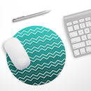 Teal Gradient Layered Chevron// WaterProof Rubber Foam Backed Anti-Slip Mouse Pad for Home Work Office or Gaming Computer Desk