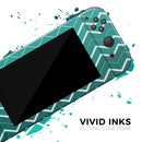 Teal Gradient Layered Chevron // Skin Decal Wrap Kit for Nintendo Switch Console & Dock, Joy-Cons, Pro Controller, Lite, 3DS XL, 2DS XL, DSi, or Wii - Vinyl Skin Wrap for Nintendo Switch 2, OLED, Lite, Pro Controller, Wii & Classic Handhelds