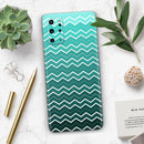 Teal Gradient Layered Chevron - Premium Vinyl Skin Decal for Samsung Galaxy S25 Ultra, S24, S23, S22 & All Galaxy S Models
