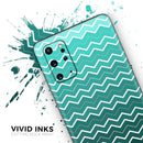 Teal Gradient Layered Chevron - Premium Vinyl Skin Decal for Samsung Galaxy S25 Ultra, S24, S23, S22 & All Galaxy S Models