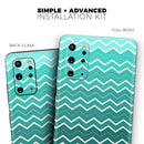 Teal Gradient Layered Chevron - Premium Vinyl Skin Decal for Samsung Galaxy S25 Ultra, S24, S23, S22 & All Galaxy S Models