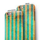 Teal Green Vertical Stripes of Gold iPhone 6/6s or 6/6s Plus 2-Piece Hybrid INK-Fuzed Case
