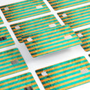 Teal Green Vertical Stripes of Gold - Premium Protective Decal Skin-Kit for the Apple Credit Card