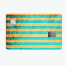 Teal Green Vertical Stripes of Gold - Premium Protective Decal Skin-Kit for the Apple Credit Card