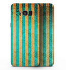 Teal Green Vertical Stripes of Gold - Samsung Galaxy S8 Full-Body Skin Kit