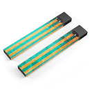 Teal Green Vertical Stripes of Gold - Premium Decal Protective Skin-Wrap Sticker compatible with the Juul Labs vaping device