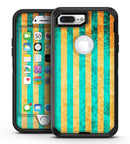 Teal Green Vertical Stripes of Gold - iPhone 7 Plus/8 Plus OtterBox Case & Skin Kits