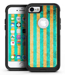 Teal Green Vertical Stripes of Gold - iPhone 7 or 8 OtterBox Case & Skin Kits