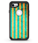 Teal Green Vertical Stripes of Gold - iPhone 7 or 8 OtterBox Case & Skin Kits
