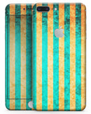 Teal Green Vertical Stripes of Gold - Skin-kit for the iPhone 8 or 8 Plus