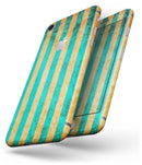 Teal Green Vertical Stripes of Gold - Skin-kit for the iPhone 8 or 8 Plus