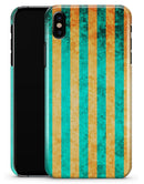 Teal Green Vertical Stripes of Gold - iPhone X Clipit Case
