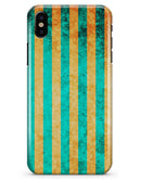Teal Green Vertical Stripes of Gold - iPhone X Clipit Case