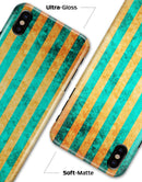 Teal Green Vertical Stripes of Gold - iPhone X Clipit Case
