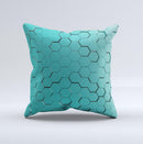 Teal Hexagon Pattern ink-Fuzed Decorative Throw Pillow