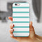 Teal Horizonal Stripes iPhone 6/6s or 6/6s Plus 2-Piece Hybrid INK-Fuzed Case