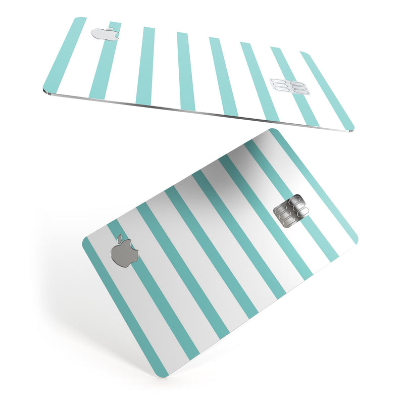 Teal Horizonal Stripes - Premium Protective Decal Skin-Kit for the Apple Credit Card