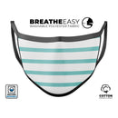Teal Horizonal Stripes - Made in USA Mouth Cover Unisex Anti-Dust Cotton Blend Reusable & Washable Face Mask with Adjustable Sizing for Adult or Child