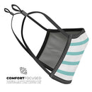 Teal Horizonal Stripes - Made in USA Mouth Cover Unisex Anti-Dust Cotton Blend Reusable & Washable Face Mask with Adjustable Sizing for Adult or Child