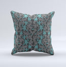 Teal Leaf Foliage Pattern ink-Fuzed Decorative Throw Pillow