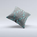 Teal Leaf Foliage Pattern ink-Fuzed Decorative Throw Pillow