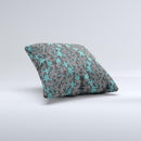 Teal Leaf Foliage Pattern ink-Fuzed Decorative Throw Pillow