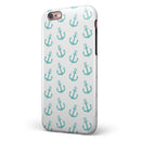 Teal Micro Anchors iPhone 6/6s or 6/6s Plus 2-Piece Hybrid INK-Fuzed Case