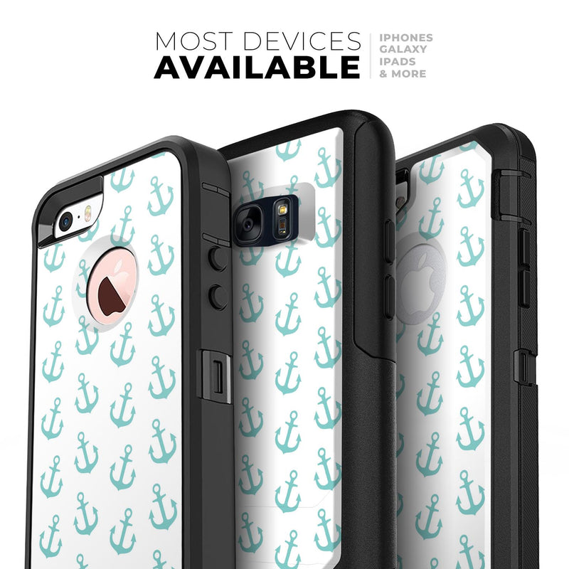 Teal Micro Anchors - Skin Kit for the iPhone OtterBox Cases