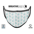 Teal Micro Anchors - Made in USA Mouth Cover Unisex Anti-Dust Cotton Blend Reusable & Washable Face Mask with Adjustable Sizing for Adult or Child