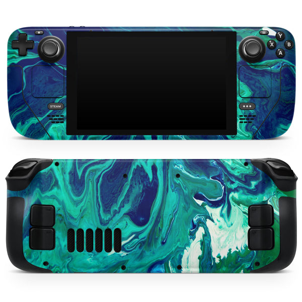 Teal Oil Mixture // Full Body Skin Decal Wrap Kit for the Steam Deck handheld gaming computer